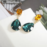 Personality Women Fashion Crystal Black Earrings crystal Sweet Trend With Gems drop Earrings wedding Jewelry Gifts girl