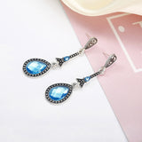 Personality Women Fashion Crystal Black Earrings crystal Sweet Trend With Gems drop Earrings wedding Jewelry Gifts girl