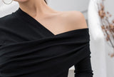 Sexy Off Shoulder Asymmetric Women's T-shirts