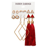 17KM 6 Bohemian Earring Long Tassel Drop Earrings Set For Women Girl 2019 Fashion Geometric Earring Cheap Brincos Female Jewelry