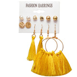 17KM 6 Bohemian Earring Long Tassel Drop Earrings Set For Women Girl 2019 Fashion Geometric Earring Cheap Brincos Female Jewelry