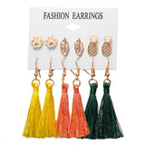 17KM 6 Bohemian Earring Long Tassel Drop Earrings Set For Women Girl 2019 Fashion Geometric Earring Cheap Brincos Female Jewelry