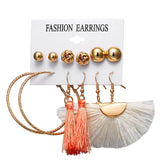 17KM 6 Bohemian Earring Long Tassel Drop Earrings Set For Women Girl 2019 Fashion Geometric Earring Cheap Brincos Female Jewelry