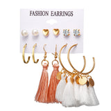17KM 6 Bohemian Earring Long Tassel Drop Earrings Set For Women Girl 2019 Fashion Geometric Earring Cheap Brincos Female Jewelry