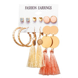 17KM 6 Bohemian Earring Long Tassel Drop Earrings Set For Women Girl 2019 Fashion Geometric Earring Cheap Brincos Female Jewelry