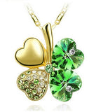 Austrian Crystal 4 four Leaf Leaves Clover pendant necklaces quality fashion jewelry free drop shipping charms women accessories