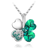 Austrian Crystal 4 four Leaf Leaves Clover pendant necklaces quality fashion jewelry free drop shipping charms women accessories