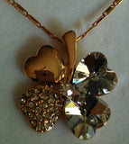 Austrian Crystal 4 four Leaf Leaves Clover pendant necklaces quality fashion jewelry free drop shipping charms women accessories