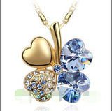 Austrian Crystal 4 four Leaf Leaves Clover pendant necklaces quality fashion jewelry free drop shipping charms women accessories