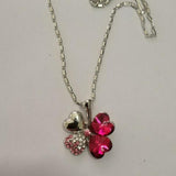 Austrian Crystal 4 four Leaf Leaves Clover pendant necklaces quality fashion jewelry free drop shipping charms women accessories