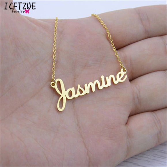 Handmade Jewelry Any Personalized Name Necklaces Women Men Silver Gold Rose Choker Custom Necklace Engraved Bridesmaid Gift Idea