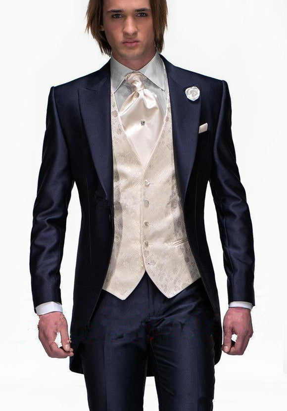 Hot Sale Custom Groom Tuxedos Formal Wear Wedding Suits Groomsman/Bridegroom Best Man Wholesale ( Jacket+Pants+Vest ) Fit Suit