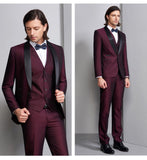 Hot Sale Custom Groom Tuxedos Formal Wear Wedding Suits Groomsman/Bridegroom Best Man Wholesale ( Jacket+Pants+Vest ) Fit Suit
