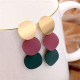 AILEND Korean version of the new earrings Geometric embossed round earrings personality trend wild fashion earrings
