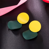 AILEND Korean version of the new earrings Geometric embossed round earrings personality trend wild fashion earrings