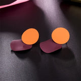 AILEND Korean version of the new earrings Geometric embossed round earrings personality trend wild fashion earrings