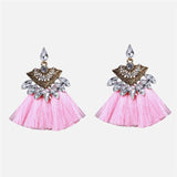 Ztech Fashion Orange Pink Resin Tassel Drop Earrings For Women Girls Za Wedding Jewelry 32 Designs Dangle Statement Earrings