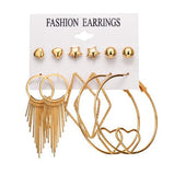 17KM 6 Bohemian Earring Long Tassel Drop Earrings Set For Women Girl 2019 Fashion Geometric Earring Cheap Brincos Female Jewelry
