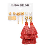 17KM 6 Bohemian Earring Long Tassel Drop Earrings Set For Women Girl 2019 Fashion Geometric Earring Cheap Brincos Female Jewelry