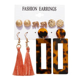17KM 6 Bohemian Earring Long Tassel Drop Earrings Set For Women Girl 2019 Fashion Geometric Earring Cheap Brincos Female Jewelry