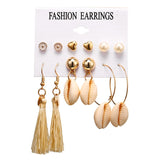 17KM 6 Bohemian Earring Long Tassel Drop Earrings Set For Women Girl 2019 Fashion Geometric Earring Cheap Brincos Female Jewelry