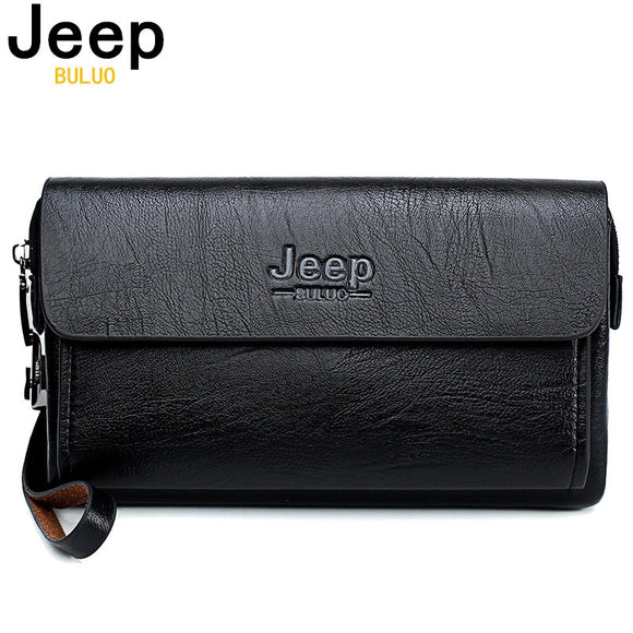 JEEP BULUO Luxury Brand  Men's Handbag Day Clutches Bags For Phone and Pen High Quality Spilt Leather Wallets Hand bag Male