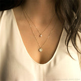 fuyo Star Moon Pendant Necklace Boho Geometric Crystal Layered Necklaces for Women Girl Waterdrop Collar Choker Jewelry