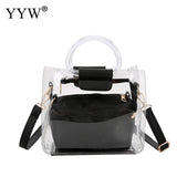 White Plastic Clear Handbag For Women Pu Leather Bolso Transparente Mujer Jelly Shoulder Hand Bag Pink Clear Purse Tote Bag