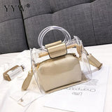 White Plastic Clear Handbag For Women Pu Leather Bolso Transparente Mujer Jelly Shoulder Hand Bag Pink Clear Purse Tote Bag