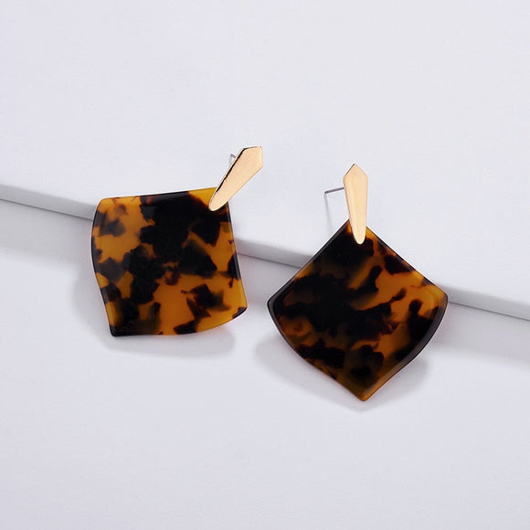 Fashion Trend Jewelry Kendra Style Acrylic Resin Flat Leopard Geometry Dangle Astoria Drop Earrings C Resin Earrings for Women