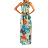 women's dress 2019 Fashion Women Print Boho Floral Long Maxi Dress Sleeveless Evening Party Summer Beach Sundress O-Neck #30
